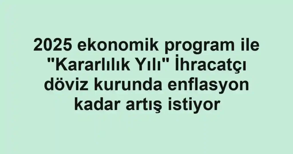 2025 ekonomik program ile "Kararlılık Yılı" İhracatçı döviz kurunda enflasyon kadar artış istiyor
