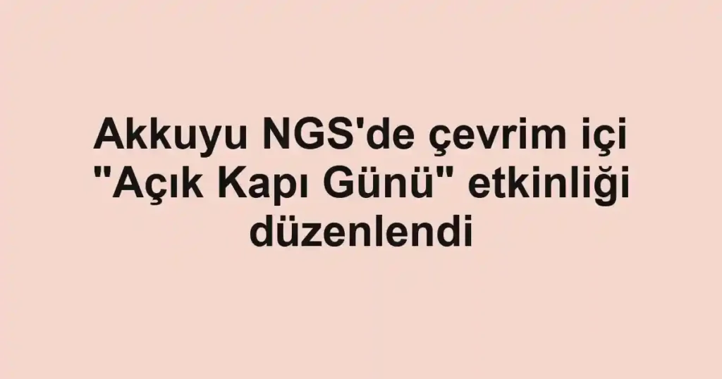 Akkuyu NGS'de çevrim içi "Açık Kapı Günü" etkinliği düzenlendi