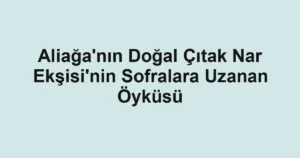 Aliağa'nın Doğal Çıtak Nar Ekşisi'nin Sofralara Uzanan Öyküsü