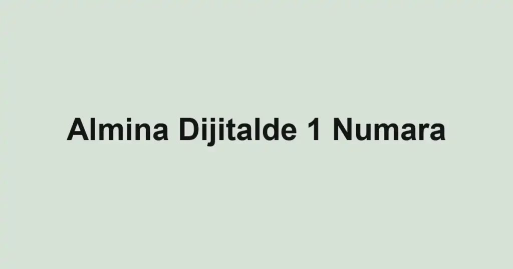 Almina Dijitalde 1 Numara