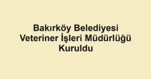 Bakırköy Belediyesi Veteriner İşleri Müdürlüğü Kuruldu