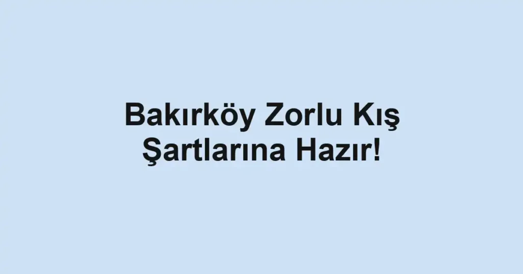 Bakırköy Zorlu Kış Şartlarına Hazır!