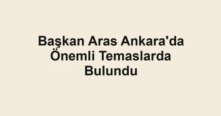 Başkan Aras Ankara'da Önemli Temaslarda Bulundu