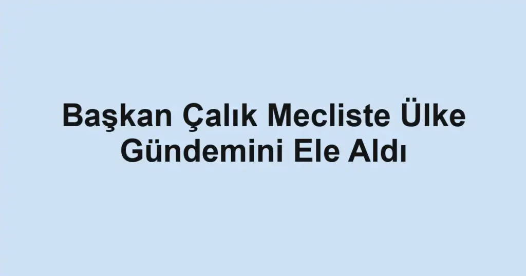 Başkan Çalık Mecliste Ülke Gündemini Ele Aldı