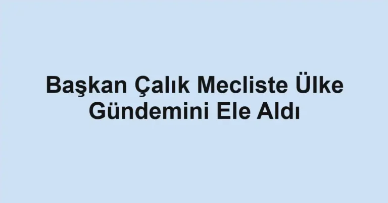Başkan Çalık Mecliste Ülke Gündemini Ele Aldı