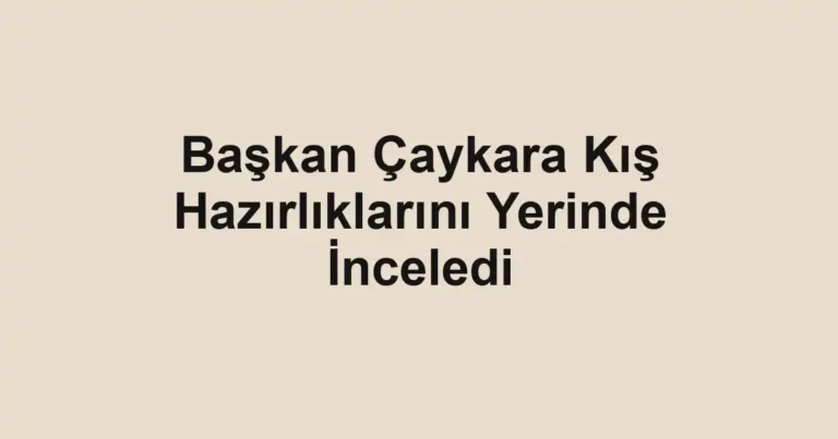Başkan Çaykara Kış Hazırlıklarını Yerinde İnceledi