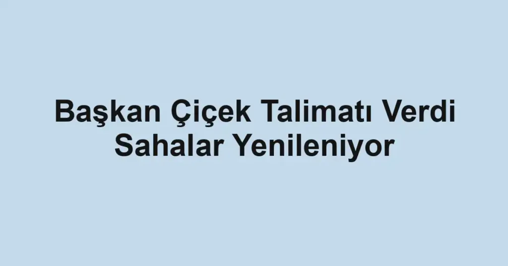 Başkan Çiçek Talimatı Verdi Sahalar Yenileniyor