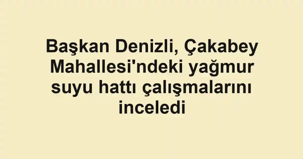 Başkan Denizli, Çakabey Mahallesi'ndeki yağmur suyu hattı çalışmalarını inceledi