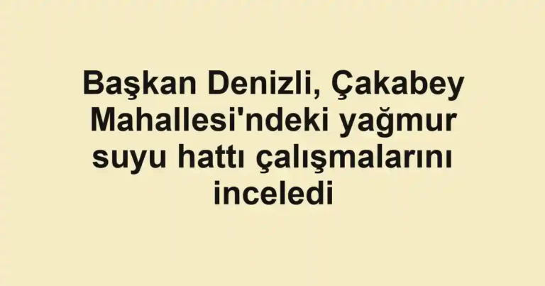 Başkan Denizli, Çakabey Mahallesi'ndeki yağmur suyu hattı çalışmalarını inceledi