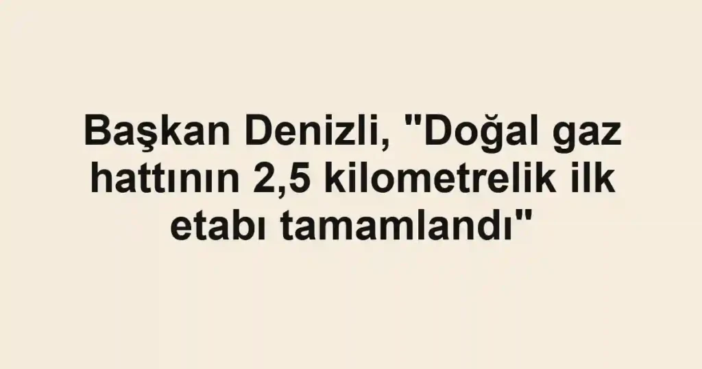 Başkan Denizli, "Doğal gaz hattının 2,5 kilometrelik ilk etabı tamamlandı"
