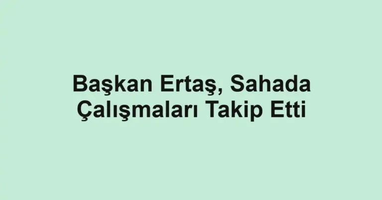 Başkan Ertaş, Sahada Çalışmaları Takip Etti