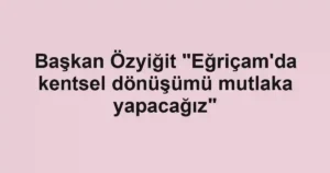 Başkan Özyiğit "Eğriçam'da kentsel dönüşümü mutlaka yapacağız"