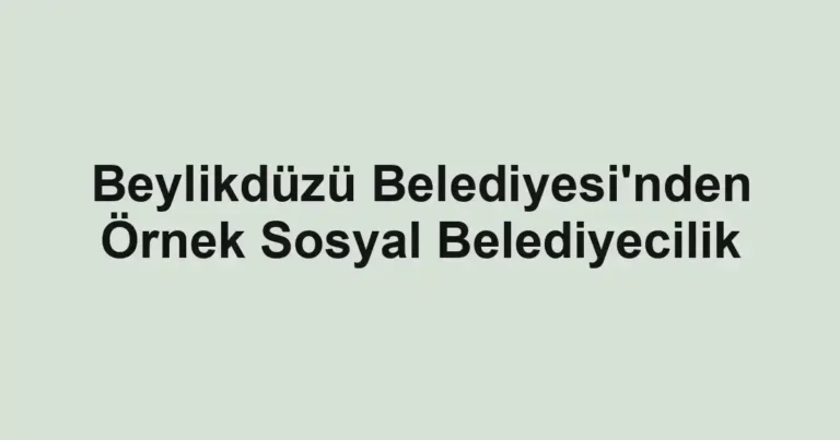 Beylikdüzü Belediyesi'nden Örnek Sosyal Belediyecilik