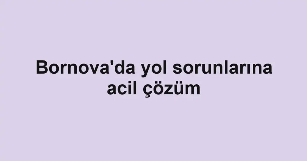 Bornova'da yol sorunlarına acil çözüm