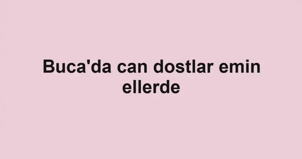 Buca'da can dostlar emin ellerde