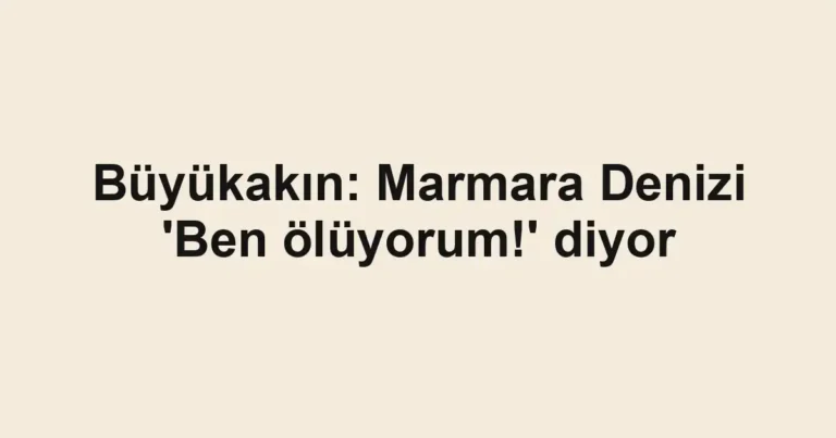 Büyükakın: Marmara Denizi 'Ben ölüyorum!' diyor