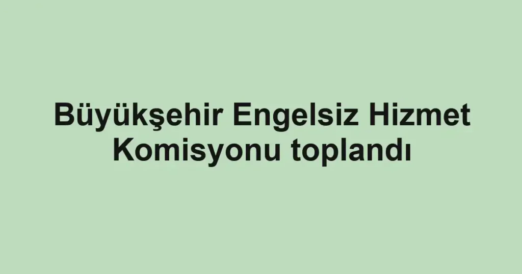 Büyükşehir Engelsiz Hizmet Komisyonu toplandı