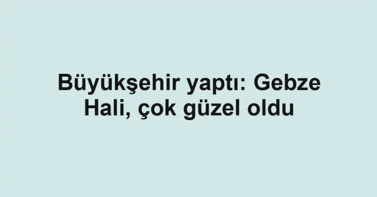 Büyükşehir yaptı: Gebze Hali, çok güzel oldu