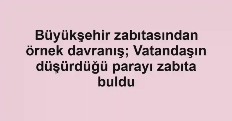 Büyükşehir zabıtasından örnek davranış; Vatandaşın düşürdüğü parayı zabıta buldu