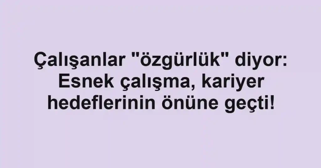 Çalışanlar "özgürlük" diyor: Esnek çalışma, kariyer hedeflerinin önüne geçti!