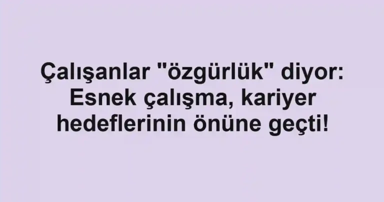 Çalışanlar "özgürlük" diyor: Esnek çalışma, kariyer hedeflerinin önüne geçti!