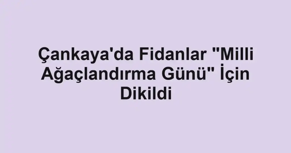Çankaya'da Fidanlar "Milli Ağaçlandırma Günü" İçin Dikildi