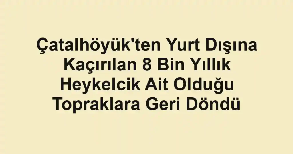 Çatalhöyük'ten Yurt Dışına Kaçırılan 8 Bin Yıllık Heykelcik Ait Olduğu Topraklara Geri Döndü