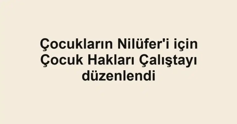 Çocukların Nilüfer'i için Çocuk Hakları Çalıştayı düzenlendi