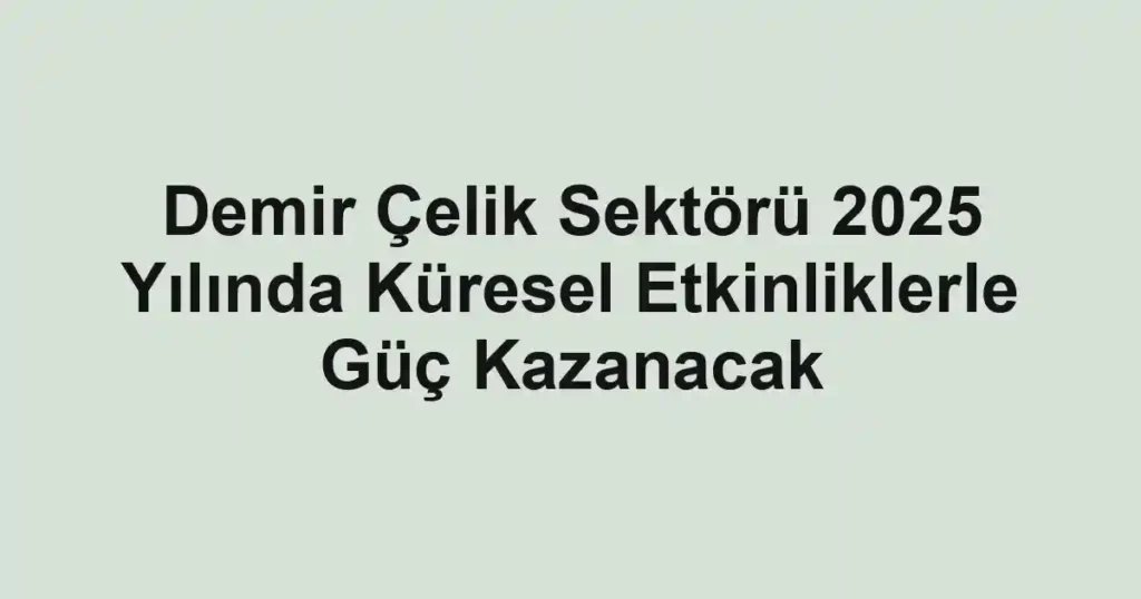 Demir Çelik Sektörü 2025 Yılında Küresel Etkinliklerle Güç Kazanacak