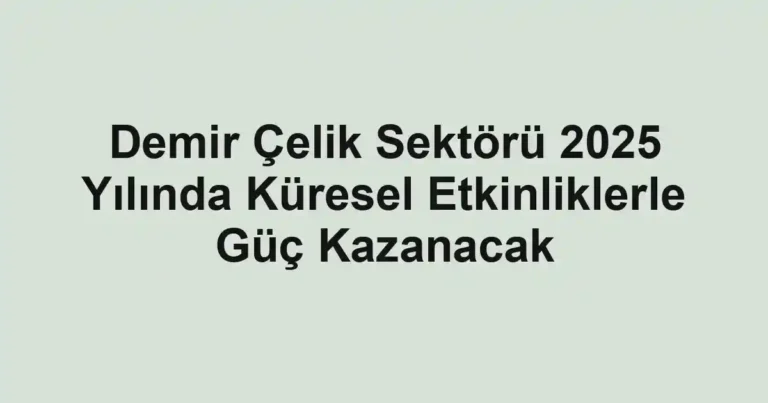 Demir Çelik Sektörü 2025 Yılında Küresel Etkinliklerle Güç Kazanacak