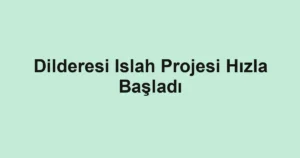 Dilderesi Islah Projesi Hızla Başladı