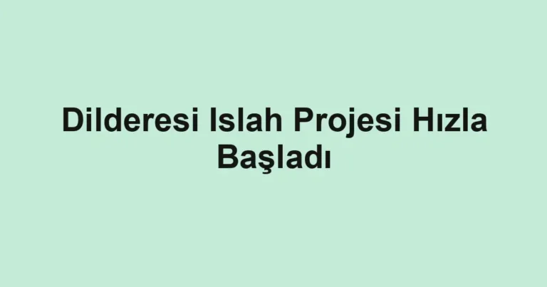 Dilderesi Islah Projesi Hızla Başladı