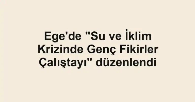 Ege'de "Su ve İklim Krizinde Genç Fikirler Çalıştayı" düzenlendi