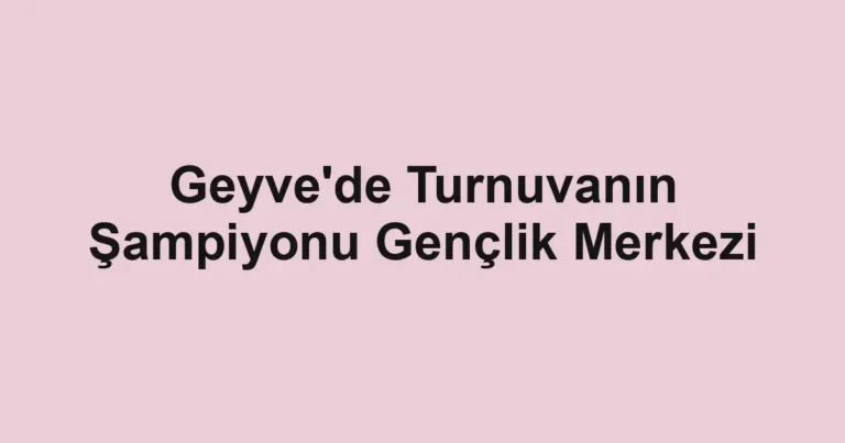 Geyve'de Turnuvanın Şampiyonu Gençlik Merkezi