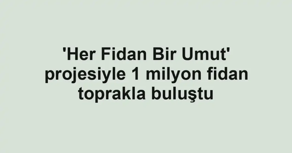 'Her Fidan Bir Umut' projesiyle 1 milyon fidan toprakla buluştu