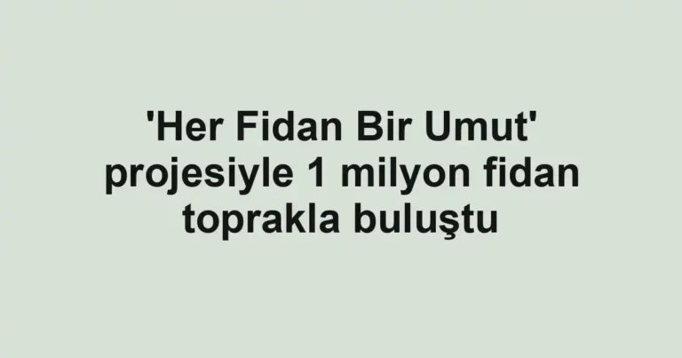 'Her Fidan Bir Umut' projesiyle 1 milyon fidan toprakla buluştu