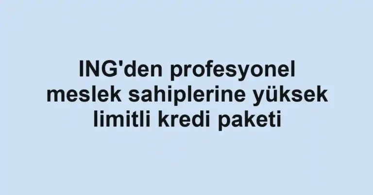ING'den profesyonel meslek sahiplerine yüksek limitli kredi paketi