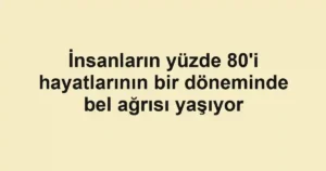 İnsanların yüzde 80'i hayatlarının bir döneminde bel ağrısı yaşıyor