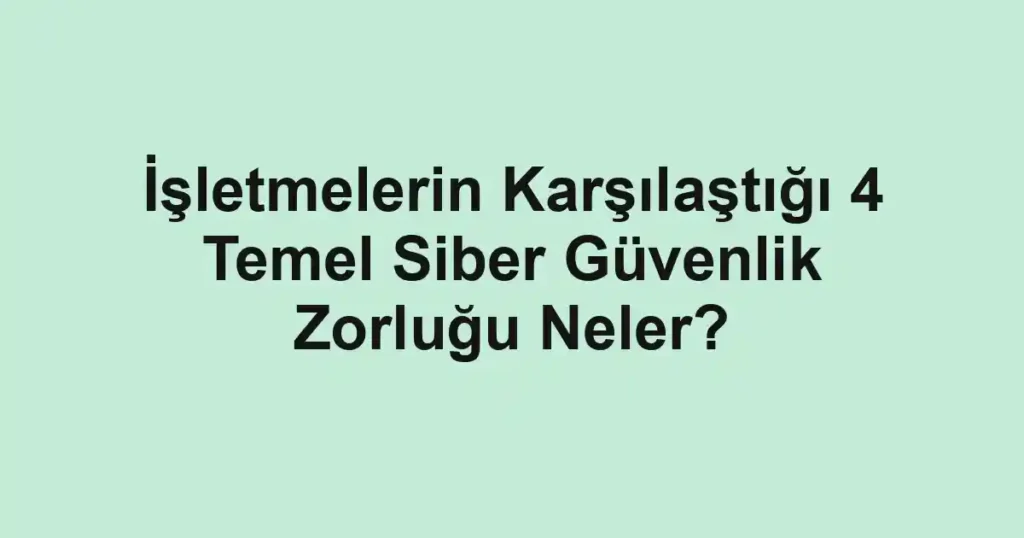 İşletmelerin Karşılaştığı 4 Temel Siber Güvenlik Zorluğu Neler?