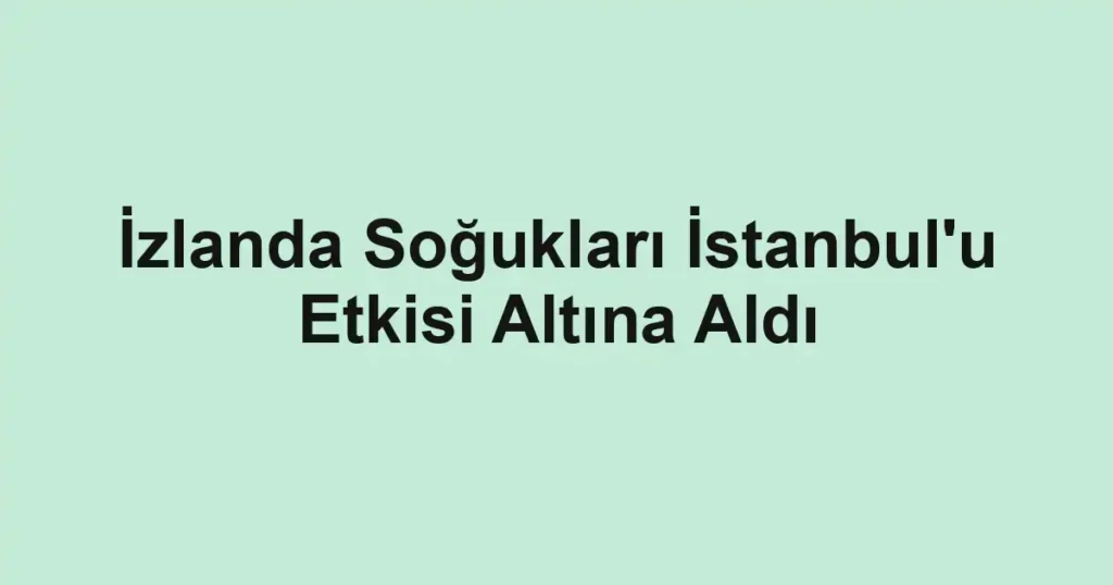İzlanda Soğukları İstanbul'u Etkisi Altına Aldı