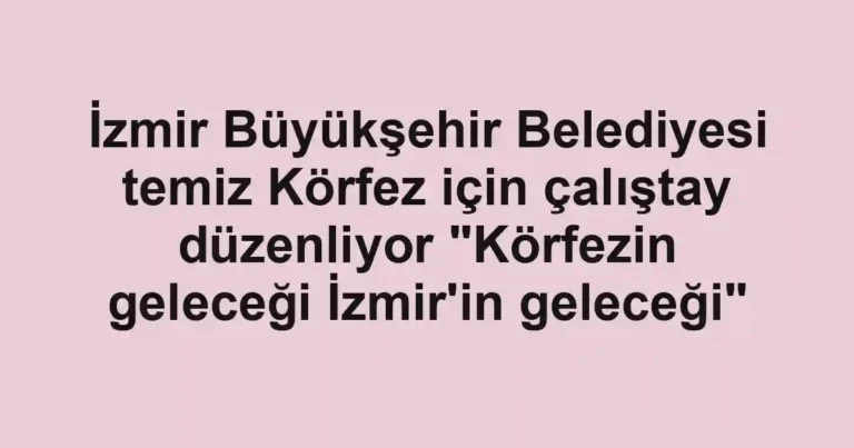 İzmir Büyükşehir Belediyesi temiz Körfez için çalıştay düzenliyor "Körfezin geleceği İzmir'in geleceği"
