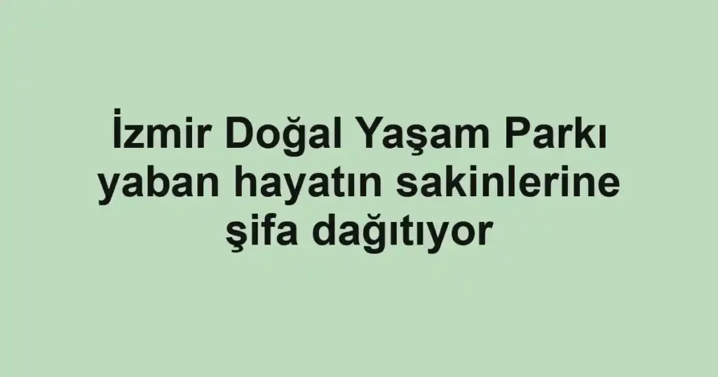İzmir Doğal Yaşam Parkı yaban hayatın sakinlerine şifa dağıtıyor