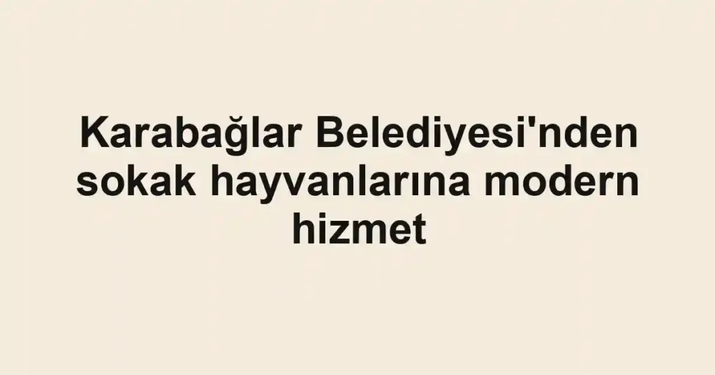 Karabağlar Belediyesi'nden sokak hayvanlarına modern hizmet