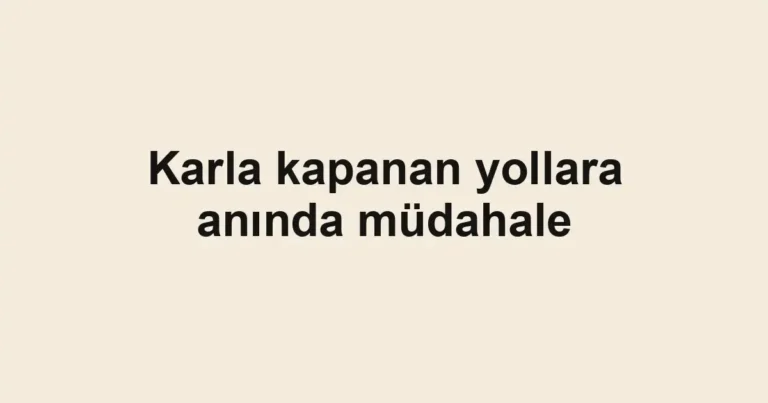 Karla kapanan yollara anında müdahale
