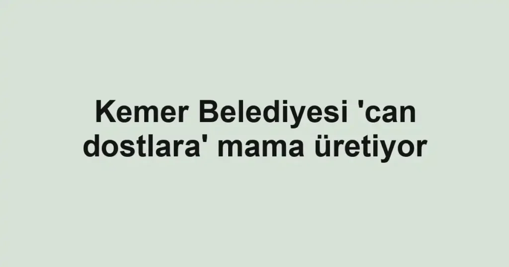 Kemer Belediyesi 'can dostlara' mama üretiyor