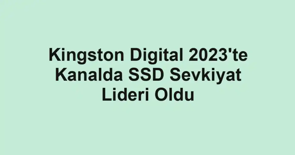 Kingston Digital 2023'te Kanalda SSD Sevkiyat Lideri Oldu