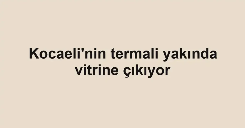 Kocaeli'nin termali yakında vitrine çıkıyor