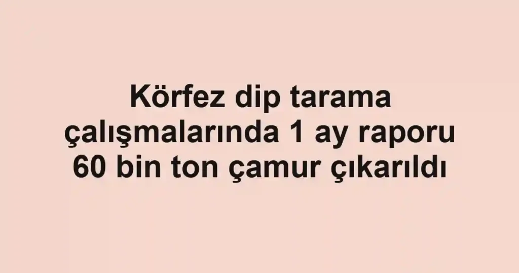 Körfez dip tarama çalışmalarında 1 ay raporu 60 bin ton çamur çıkarıldı