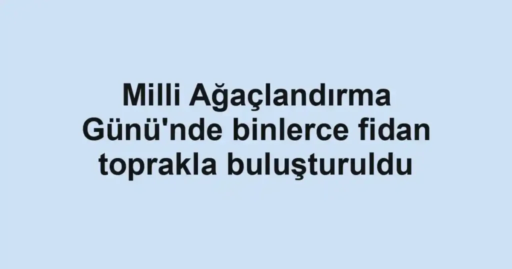 Milli Ağaçlandırma Günü'nde binlerce fidan toprakla buluşturuldu