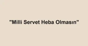 "Milli Servet Heba Olmasın"